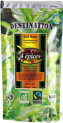 Thé Noir Parfumé Bio Equitable - Chai Masala Indien 4 épices FBOP - 100 g Thé Noir Parfumé Bio Equitable - Chai Masala Indien 4 épices FBOP - 100 g