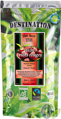 Thé Noir Parfumé Bio Equitable - Pêche et Fruits Rouges - 100 g Thé Noir Parfumé Bio Equitable - Pêche et Fruits Rouges - 100 g