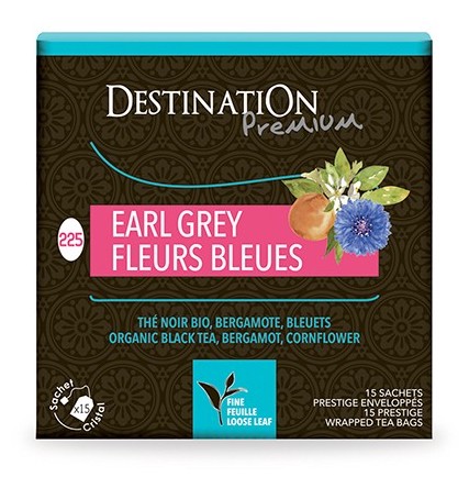 Thé Noir Bio en sachets cristal - Earl Grey Fleurs Bleues x 15 Thé Noir Bio en sachets cristal - Earl Grey Fleurs Bleues x 15