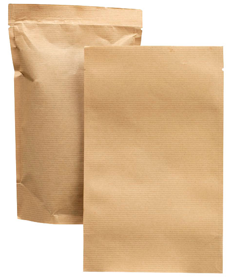 Sachets Doypack zippé vierges Kraft/PE - Carton de 500 Sachets Doypack zippé vierges Kraft/PE - Carton de 500