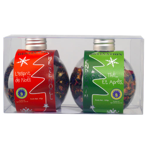 Duo 2 boules Thé Bio : Thé de Noël & Thé Lendemain de Fêtes - 180g Duo 2 boules Thé Bio : Thé de Noël & Thé Lendemain de Fêtes - 180g