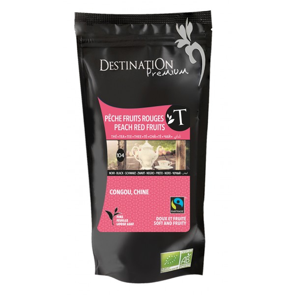 Thé Noir Bio Equitable - Pêche et Fruits Rouges - 100g Thé Noir Bio Equitable - Pêche et Fruits Rouges - 100g
